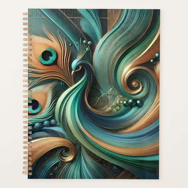 Agenda Peacock Feathers in Abstract Flow Planner (Frente)