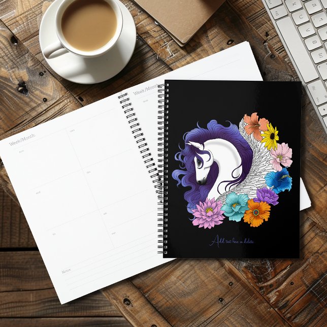 Agenda Pegasus Preto Floral (Criador carregado)