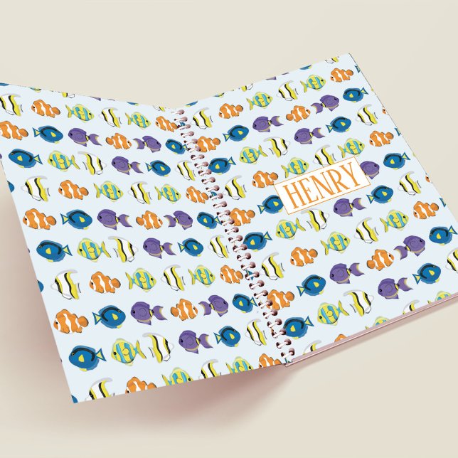 Agenda Peixe tropical tropical colorido, bonito e persona (Whimsical colorful tropical fish pattern notebook. )