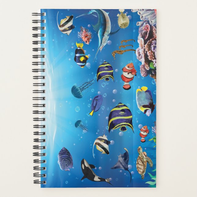 Agenda Peixes Tropicais nadando no fundo do mar (Frente)