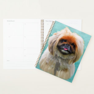 Agenda Pekingese Dog Watercolor Art Retrato