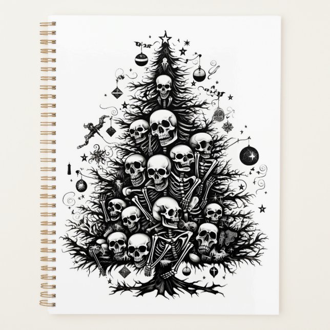 Agenda Peles e ossos de árvores de Natal pretas (Frente)