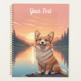 Agenda Pembroke Welsh Corgi pelo lago