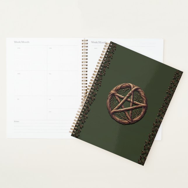 Agenda Pentáculo de Galho de Madeira Verde Oliva Wiccano  (Exibição)