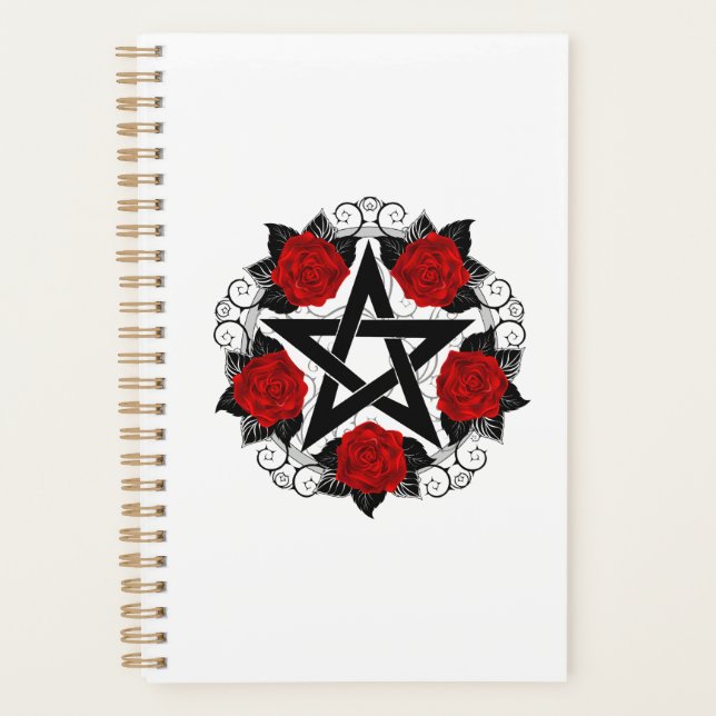Agenda Pentagrama com Rosas vermelhas (Frente)