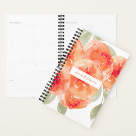 Agenda Pêonias de Pessegueira de Aquarela Elegante Floral