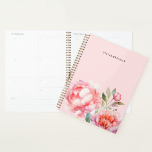 Agenda Peônias de pincel floral refinado Design