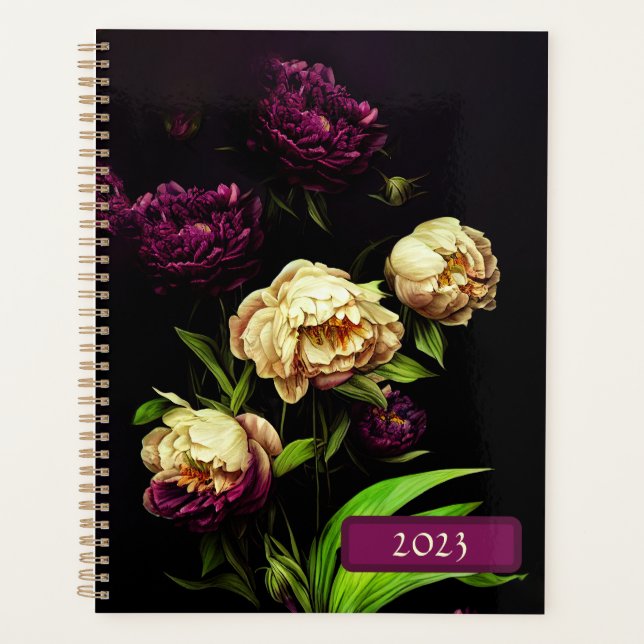 Agenda Peonies Elegantes e Rosas Espirais (Frente)