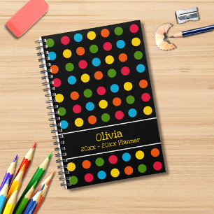 Agenda Pequena Bolinhas de multicor preta