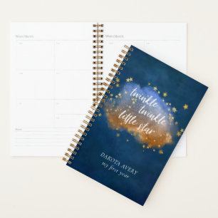 Agenda Pequena Estrela Brilhante   Marinho Azul Cobre Dou