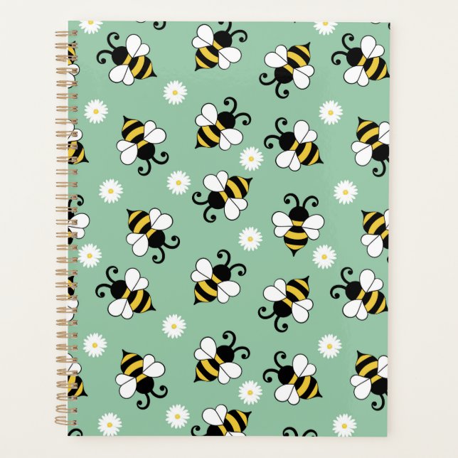 Agenda Pequenas abelhas e flores margaridas (Frente)