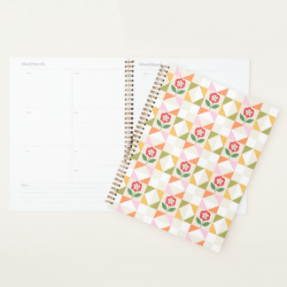 Agenda Pequeno bloco de colcha de flor vermelha