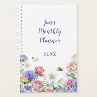 Agenda Pequeno Jardim de Flores de Aquarela Borboleta Abe