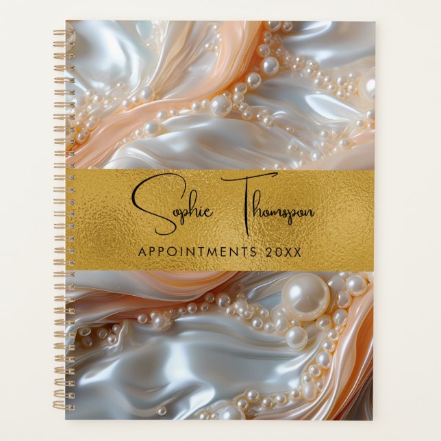 Agenda pérolas de ouro, seda, ano novo (Frente)