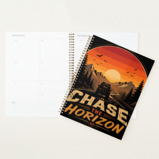 Agenda Perseguir o Horizonte Vintage Pôr do Sol Retro