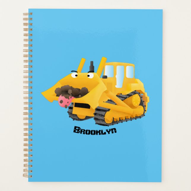 Agenda Personagem de desenho animado de bulldozer amarelo (Frente)