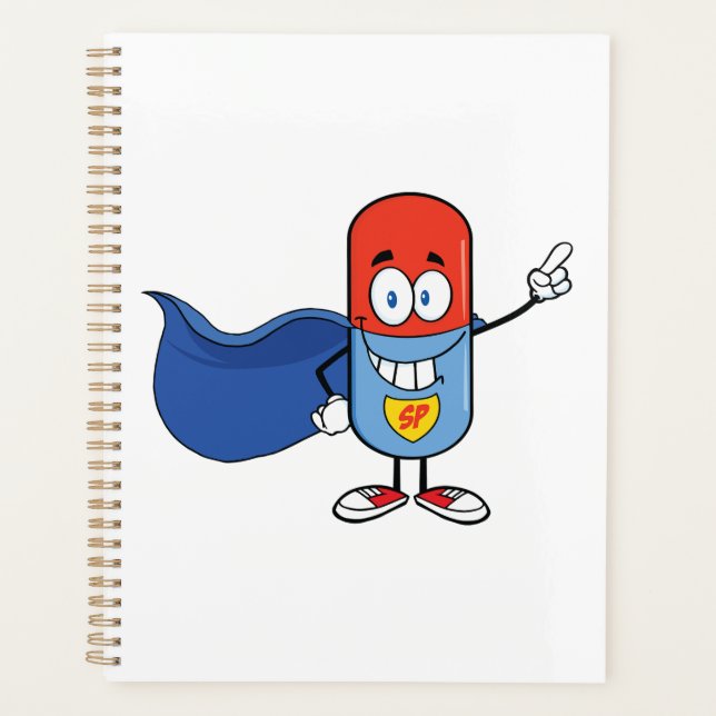 Agenda Personagem Herói Cartoon Super Pílula (Frente)