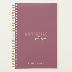 Agenda Personalização de Rosa com empoeiramento minimalis
