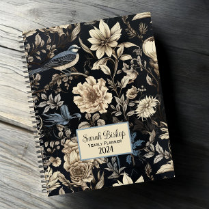 Agenda Personalização Floral Escuro - Capa de Hardware do
