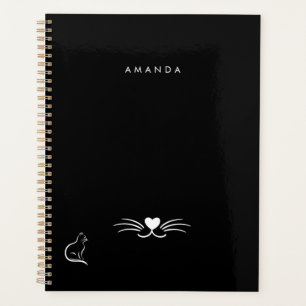 Agenda Personalização Minimalista Simples de Gato Branco 