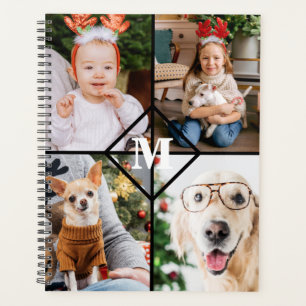 Agenda Personalizada 4 Fotografias Monograma Xadrez Verme
