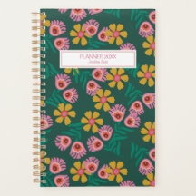 agenda personalizada floral verde bonita e fofa