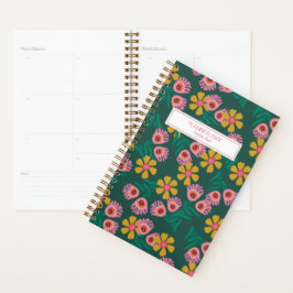 agenda personalizada floral verde bonita e fofa
