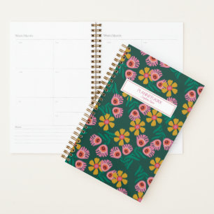 agenda personalizada floral verde bonita e fofa