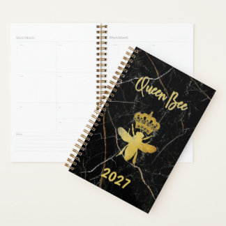 Agenda Personalizada RAINHA ABELHA Dourada Mármore Sem Da