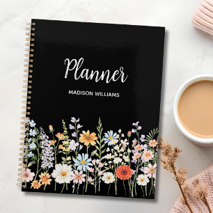 Agenda Personalizado Aquarela Flor Selvagem Floral Elegan