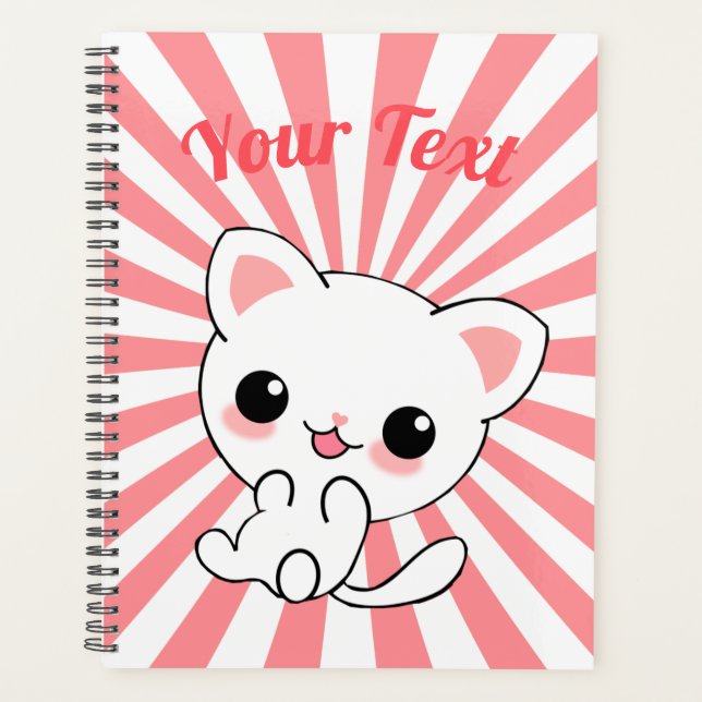 Agenda Personalizado de Kawaii White Kitten (Frente)