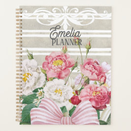 Agenda Personalizado lindo floral retrô listras Professor