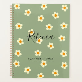 Agenda Personalizado Moderno Floral de Margarida Verde 20
