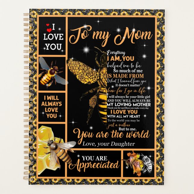 Agenda Personalizado Para Minha Mãe Amor Da Abelha Filha (Frente)