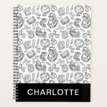 Personalizado Preto e Branco Escola Desenho à Mão