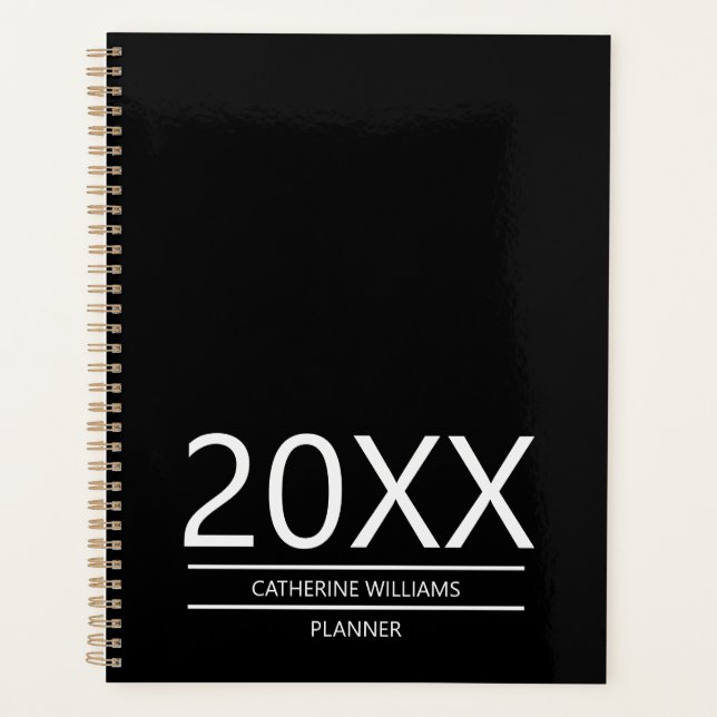 Agenda Personalizado Preto e Branco Minimalista (Frente)