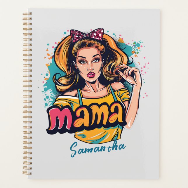 Agenda Personalizado Retro Mama Pop Art (10) (Frente)