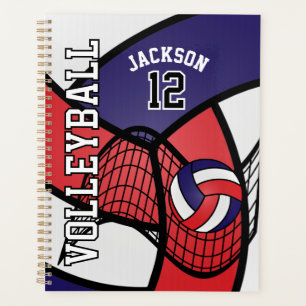 Agenda Personalizado - Voleibol em Vermelho, Branco e Azu