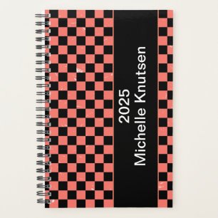 Agenda Personalizado xadrez rosa e preto 2025