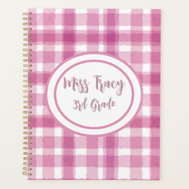 Agenda Personalizado Xadrez Rosa Pastel 
