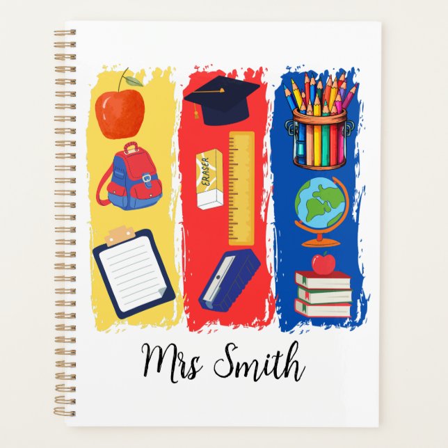Agenda Personalizar Cor Brilhante do Professor (Frente)