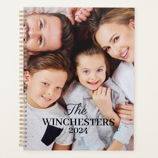 Agenda Personalizar dois nomes da família de fotos e ano (Frente)