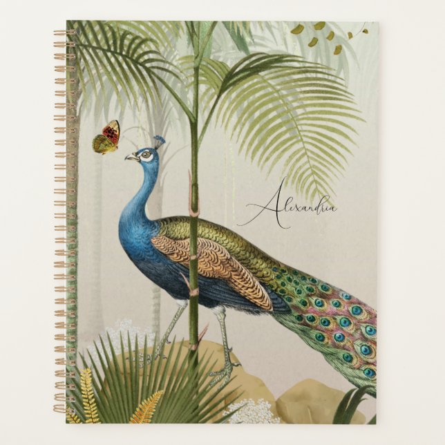 Agenda Personalizar Pavão com borboletas (Frente)