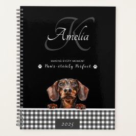 Agenda Personalizar Xadrez Branca Preta de Dachshund