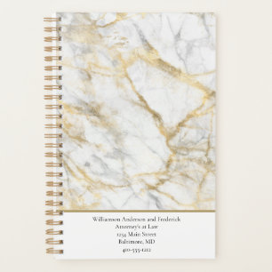 Agenda Personalize Negócios Dourado Branco Mármore Cinza