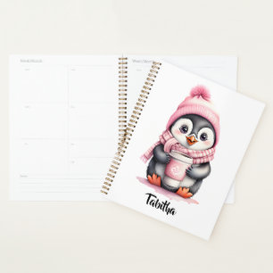Agenda Personalize o Natal do Pinguim Rosa Bonito