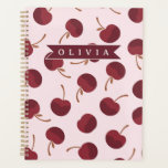 Agenda Personalized Aesthetic Cherry Pattern Name Gift<br><div class="desc">This collection of adorable cherry patterns is one of those small, everyday pleasures that just make people smile. This design is whimsical, cozy, and effortlessly fashionable with its soft pink backdrop, strewn cherries, and personalized name accents. It's the kind of pattern that makes a desk, a purse, or a comfortable...</div>