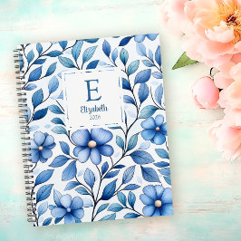 Agenda Personalized Blue Floral Monthly & Weekly Planner