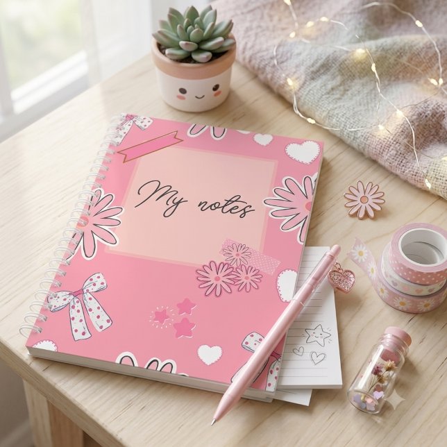 Agenda Personalized Cute Pink, Aesthetic “My Notes”  (Criador carregado)