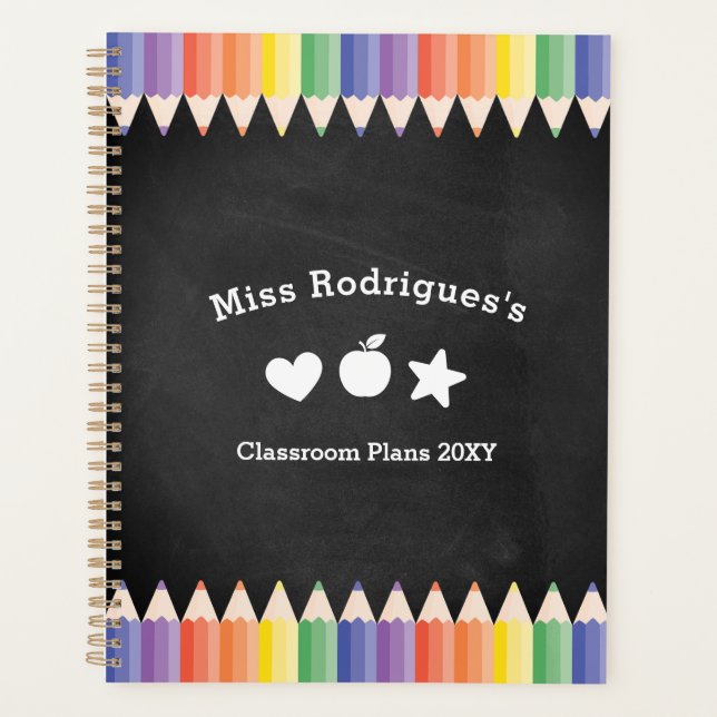 Agenda Personalized Fun Colorful Teacher Classroom (Frente)
